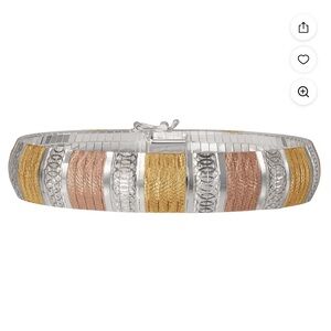 Brilliance Women’s Omega Flex Bangle Gold Over Sterling Silver Bracelet 7.5” New